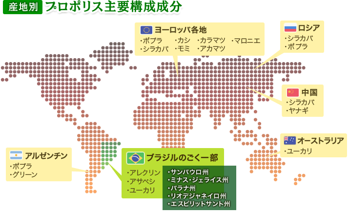 [産地別]プロポリス主要構成成分