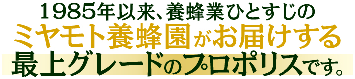 養蜂業ひとすじのミヤモト養蜂園がお届けする最上グレードのプロポリス