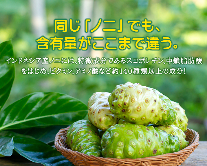 同じノニでも含有量がここまで違う