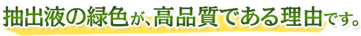 抽出液の緑色が、高品質である理由です。